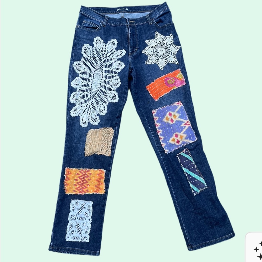 Blue Patchwork Women Lee Jeans